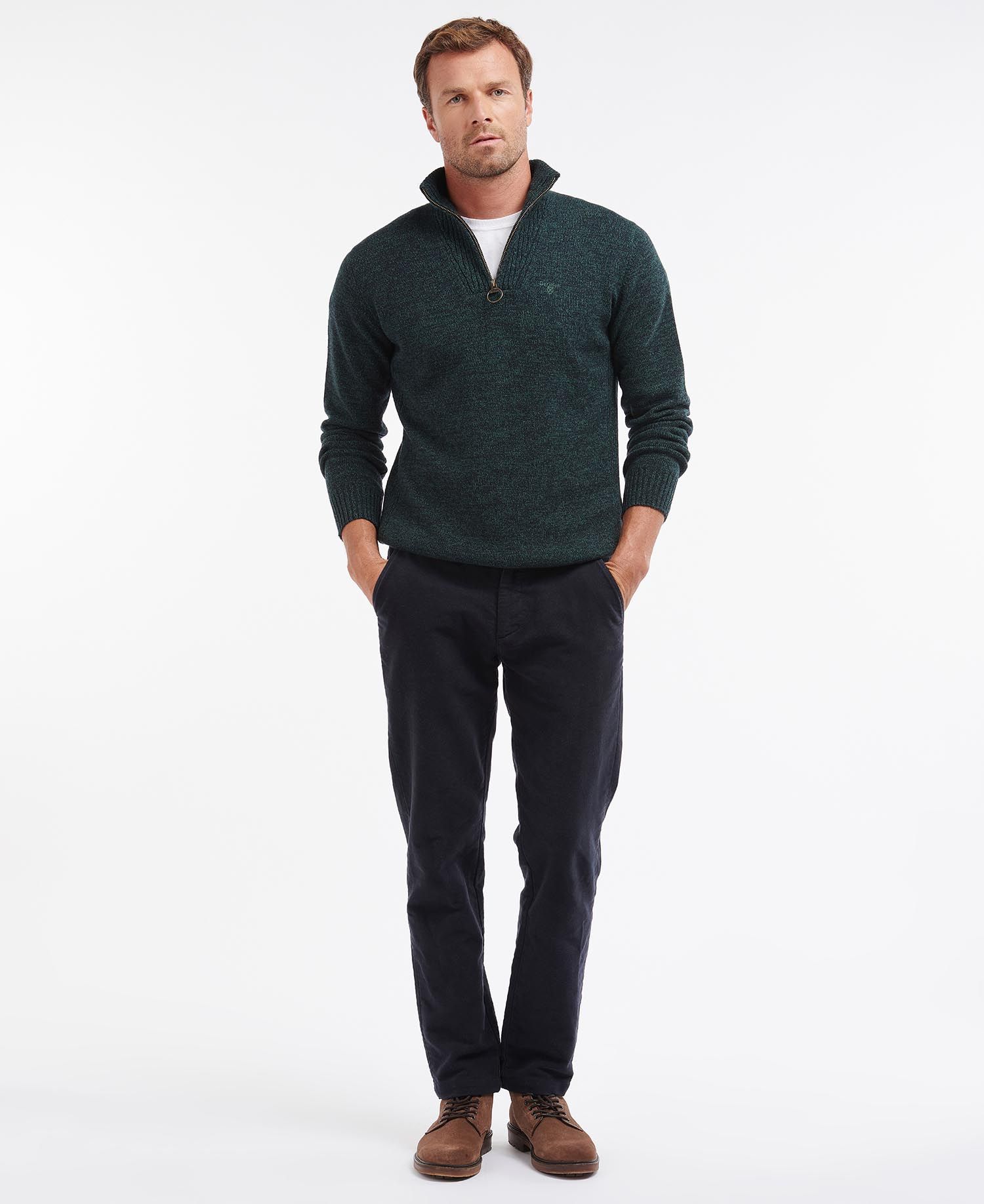 Barbour Essential Lambswool Half Zip Mid Olive