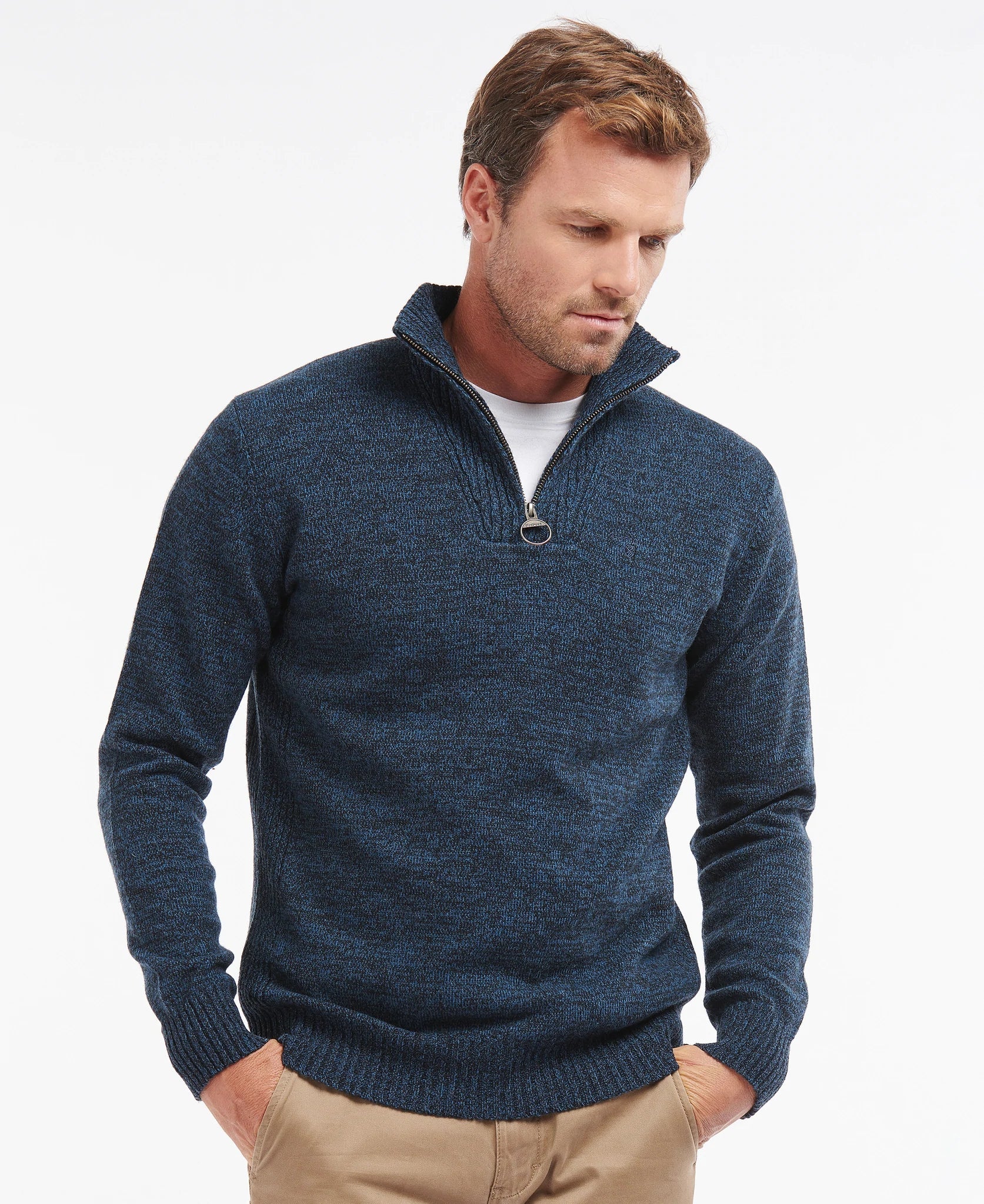 Barbour Essential Lambswool Half Zip Navy Mix