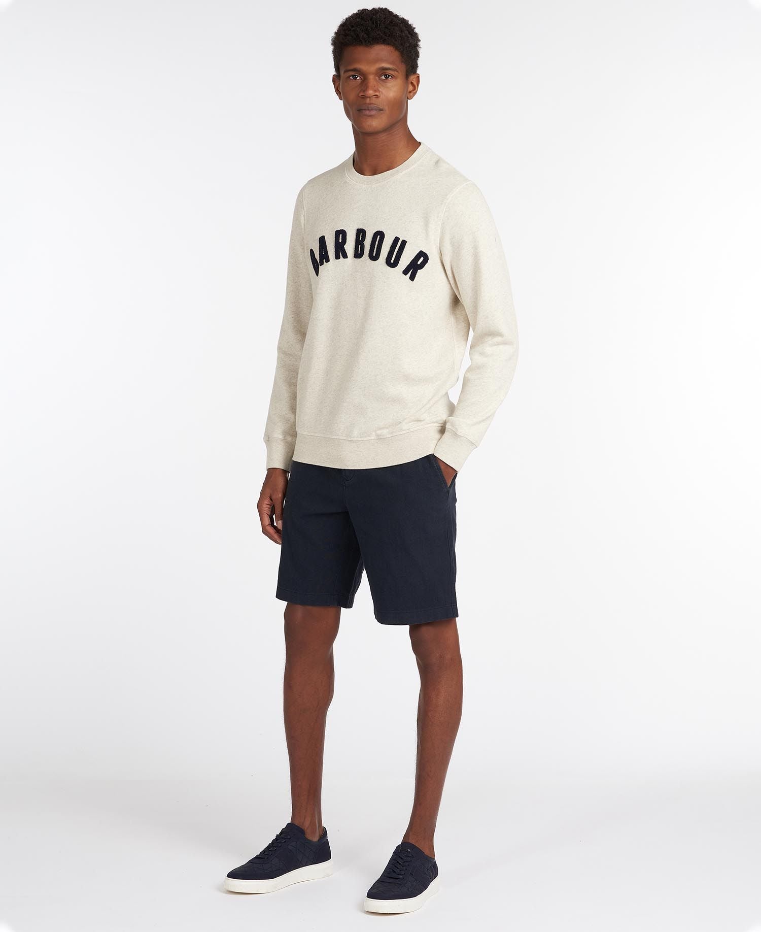 Barbour Prep Logo Crew Sweatshirt Ecru Marl