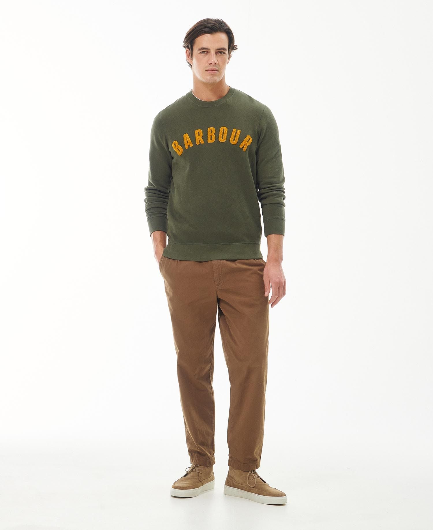 Barbour Prep Logo Crew Sweatshirt Olive