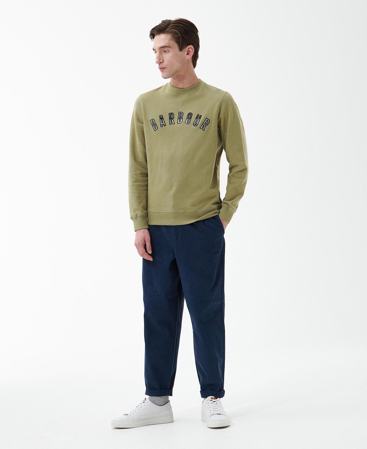 Barbour Debson Crew Neck Sweatshirt Bleached Olive
