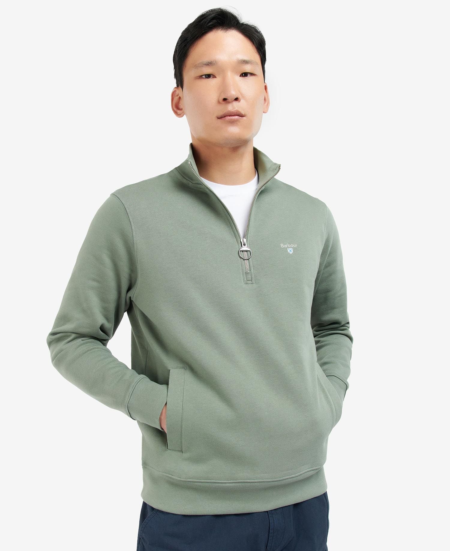 Barbour Pullover Rothley Half Zip Agave Green