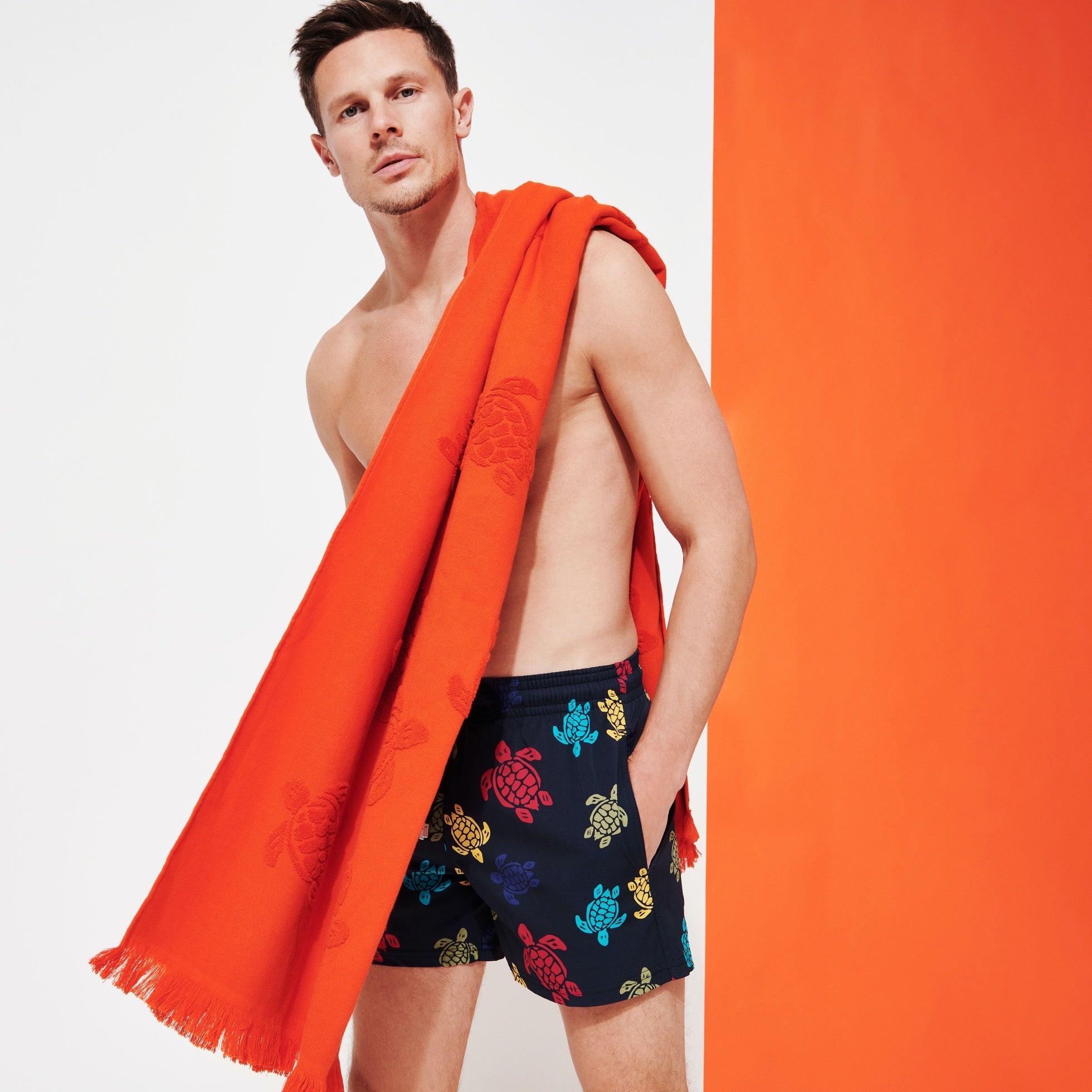 Vilebrequin Moorise Stretch Swim Shorts Ronde Des Tortues Navy