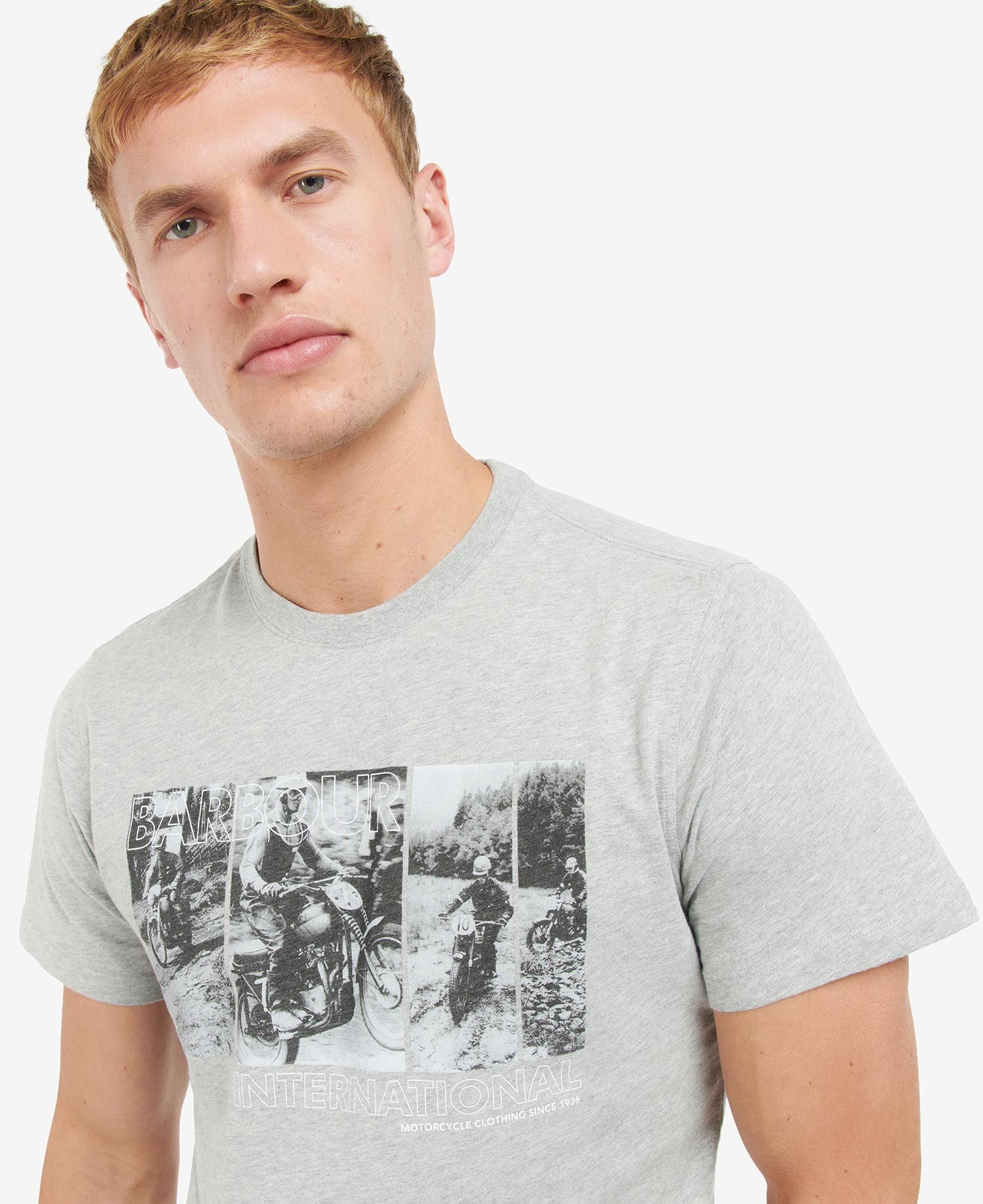 Barbour International Arter Graphic-Print T-Shirt Grey Marl