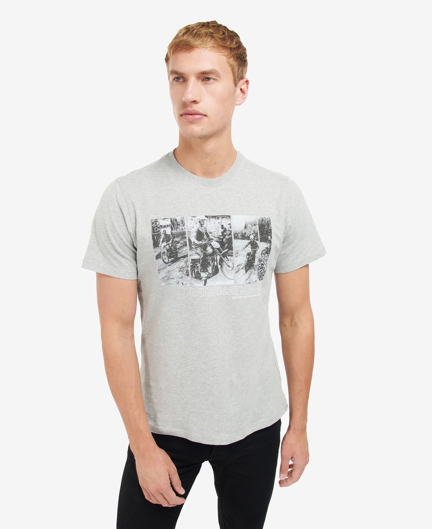 Barbour International Arter Graphic-Print T-Shirt Grey Marl