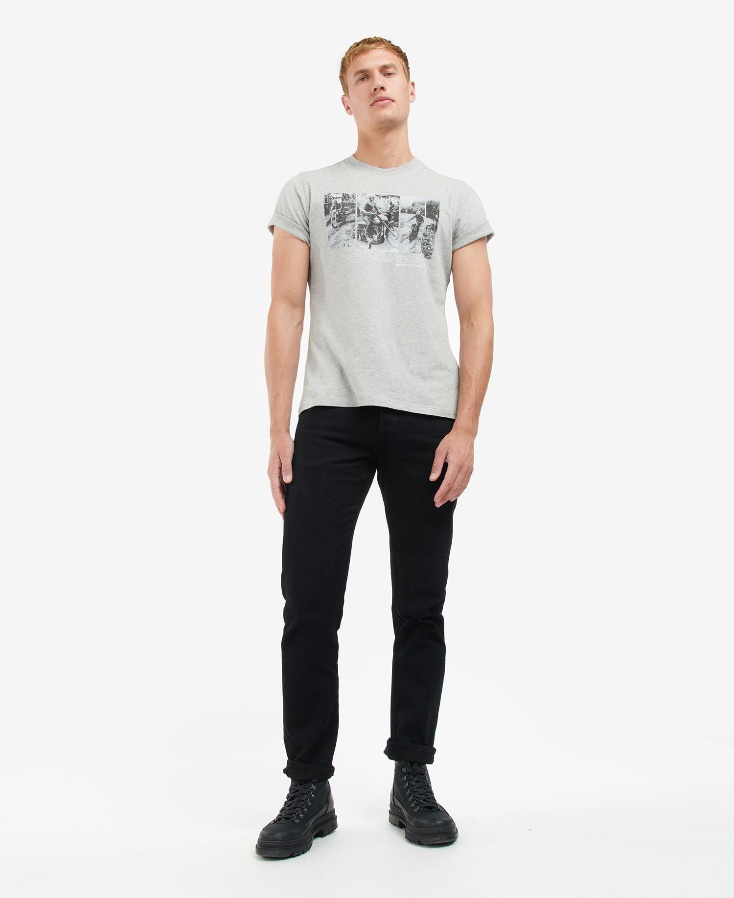Barbour International Arter Graphic-Print T-Shirt Grey Marl