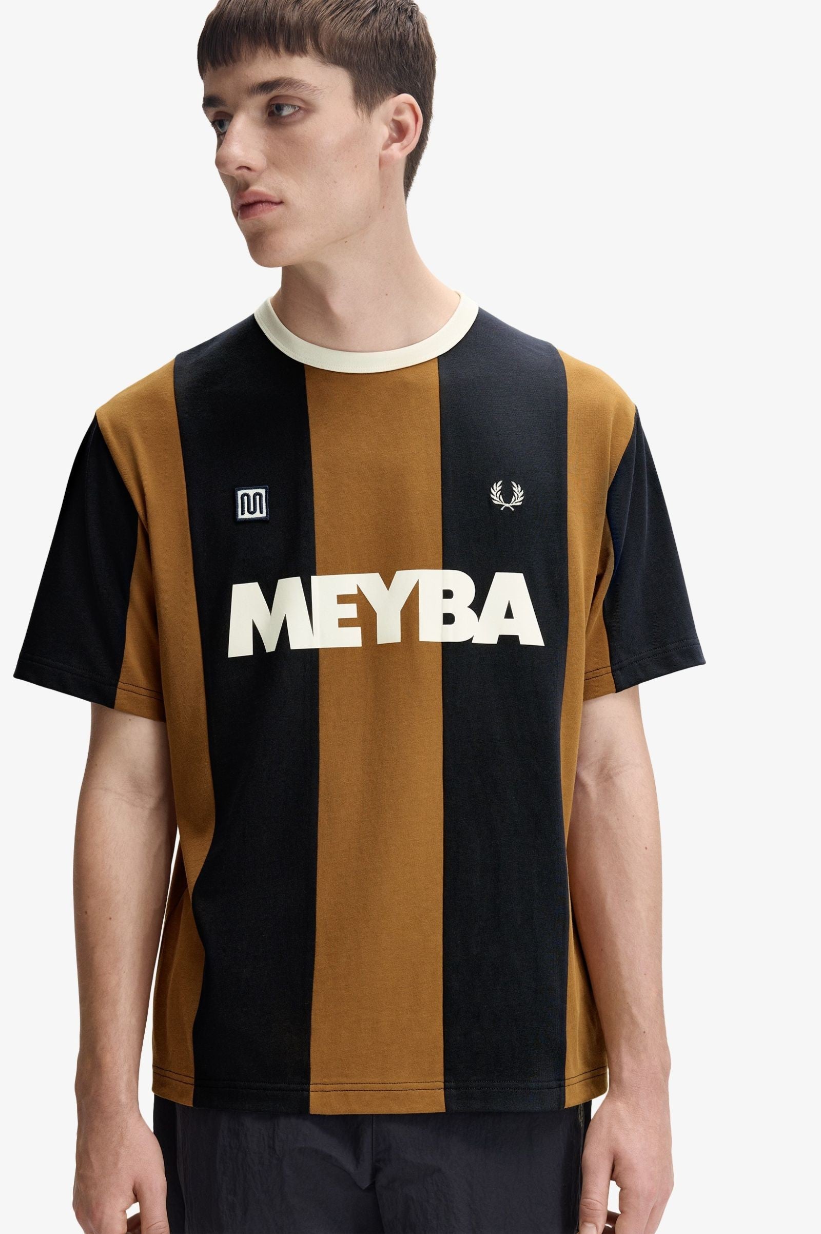Fred Perry MEYBA Striped Ringer T-Shirt Dark Caramel