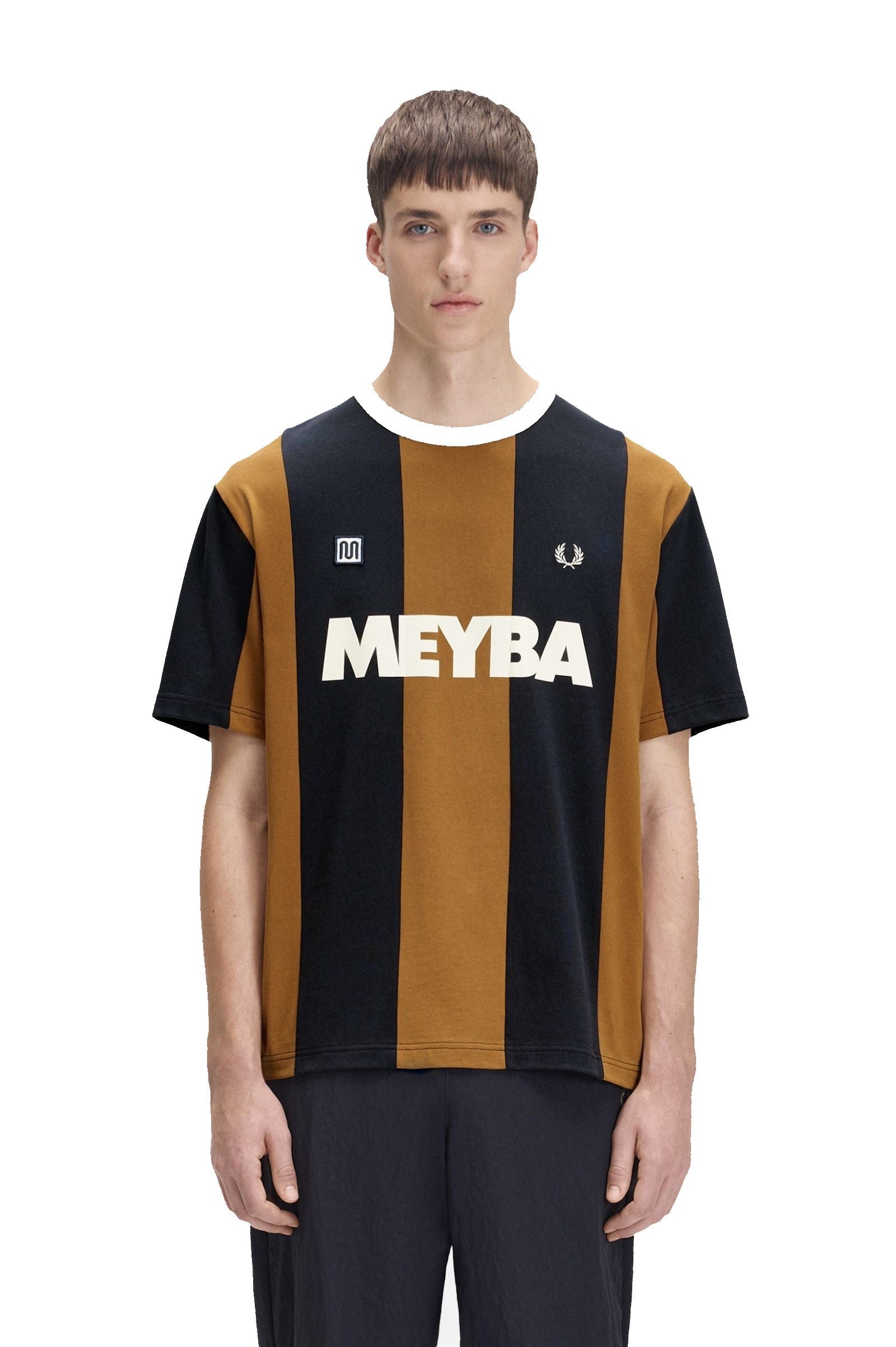 Fred Perry MEYBA Striped Ringer T-Shirt Dark Caramel