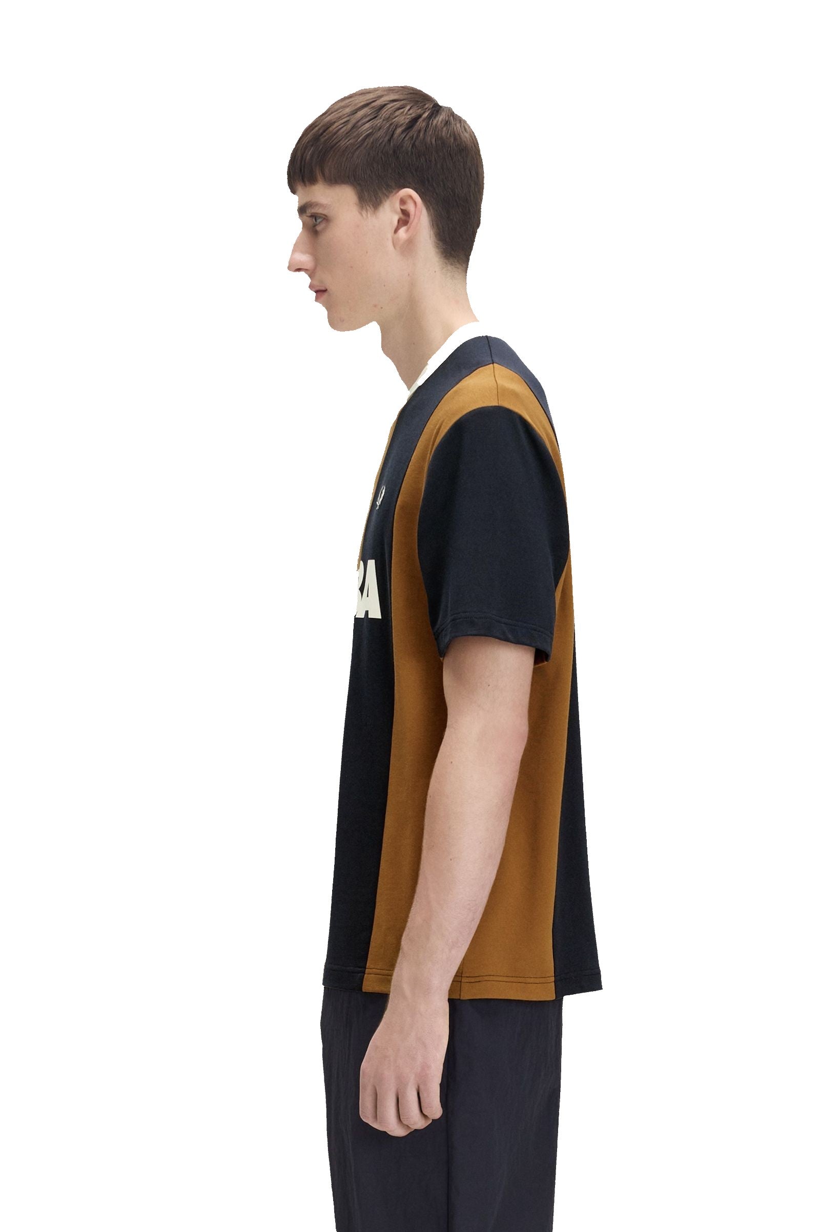 Fred Perry MEYBA Striped Ringer T-Shirt Dark Caramel