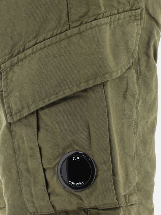 C.P. Company Cotton Linen Cargo Short Green