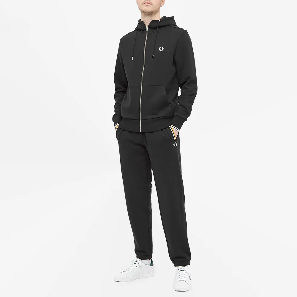 Fred Perry Hooded Zip Through Sweatshirt Black