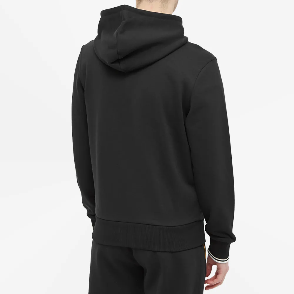 Fred Perry Hooded Zip Through Sweatshirt Black