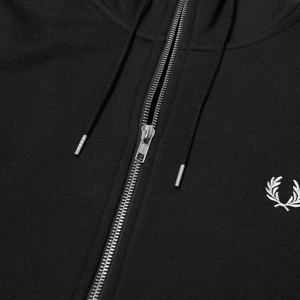 Fred Perry Hooded Zip Through Sweatshirt Black