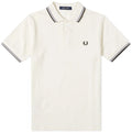 Fred Perry Slim Fit Twin Tipped Polo Snow White Light Oyster Black