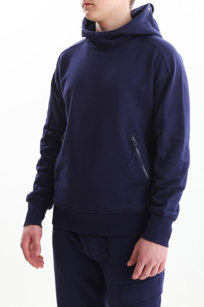 C.P. Company Diagonal Raised Fleece Goggle Hoodie Medieval Blue