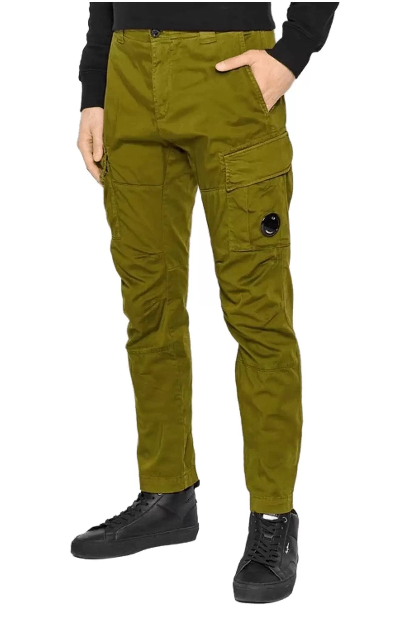 C.P. Company Stretch Sateen Lens Cargo Pants Green 698