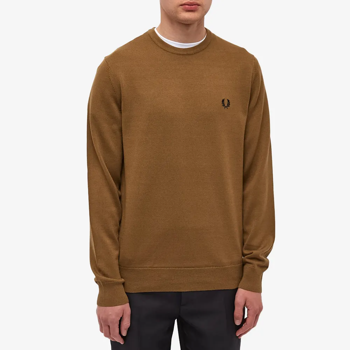 Fred Perry Classic Crew Neck Jumper Shaded Stone