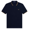 Fred Perry Slim Fit Twin Tipped Polo Navy / Dark Caramel / Dark Caramel