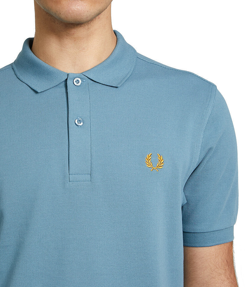 Fred Perry Slim Fit Plain Polo Ash Blue / Golden Hour