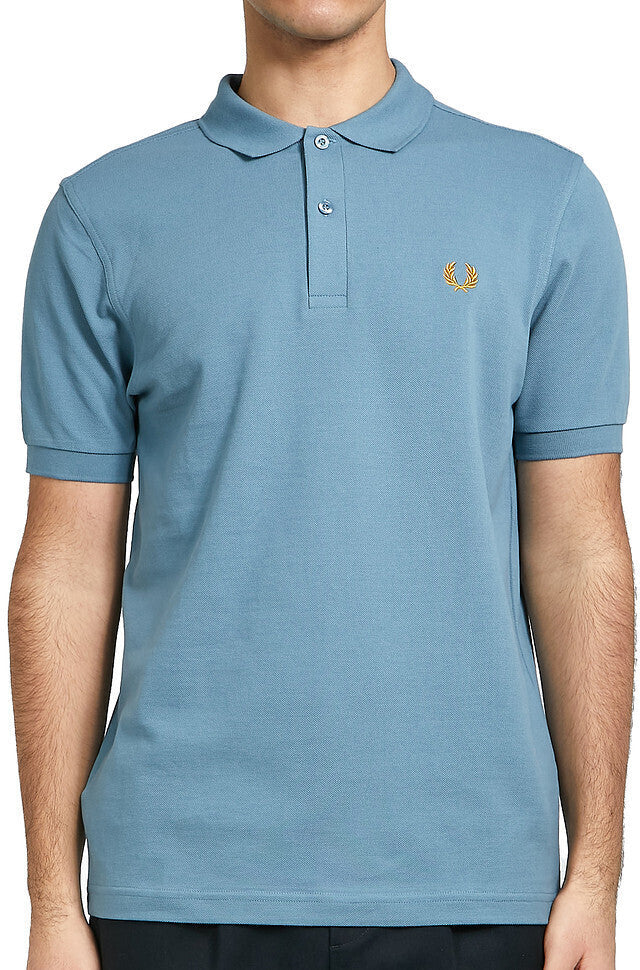 Fred Perry Slim Fit Plain Polo Ash Blue / Golden Hour