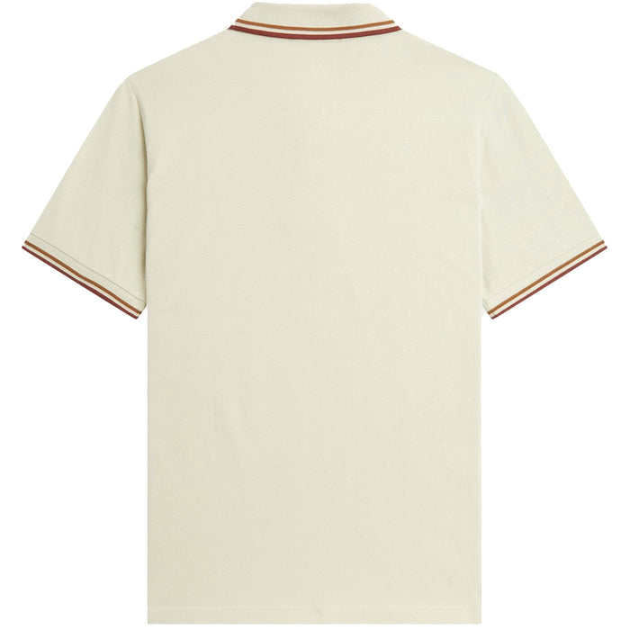 Fred Perry Reissues Original Twin Tipped Polo Oatmeal / Dark Caramel / Whisky Brown