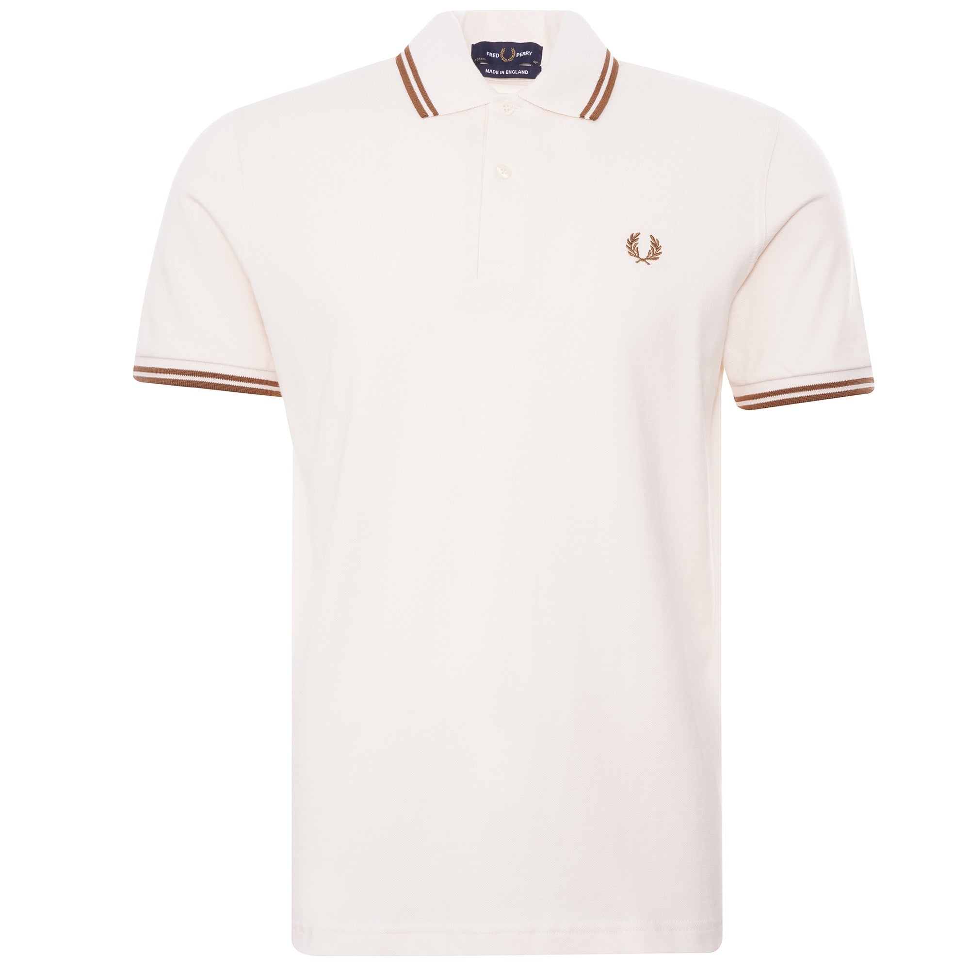 Fred Perry Reissues Original Twin Tipped Polo Ecru Dark Caramel Dark Caramel