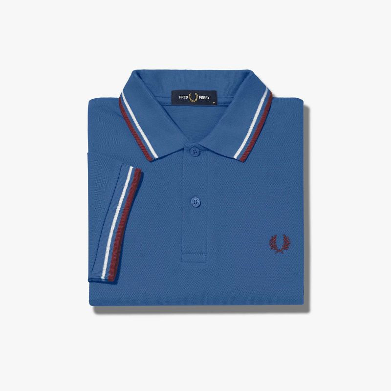 Fred Perry Slim Fit Twin Tipped Polo Midnight Blue / Snow White / Oxblood