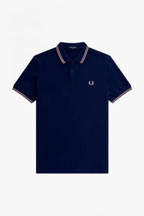 Fred Perry Slim Fit Twin Tipped Polo Blue Pink Pink