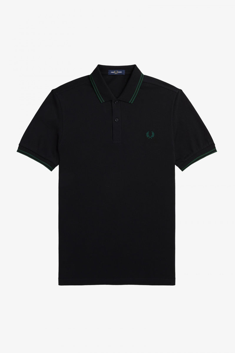Fred Perry Slim Fit Twin Tipped Polo Black / Ivy / Ivy