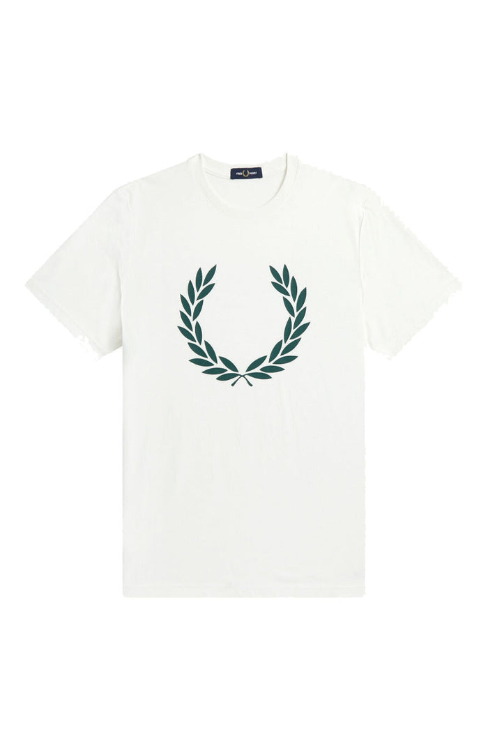 Fred Perry Laurel Wreath Print T-Shirt White Green