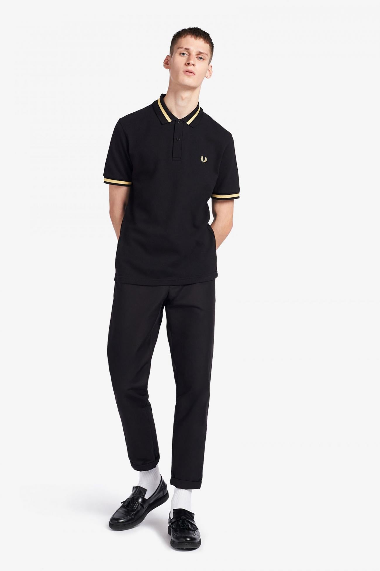 Fred Perry Reissues Original Single Tipped Polo Black / Champagne