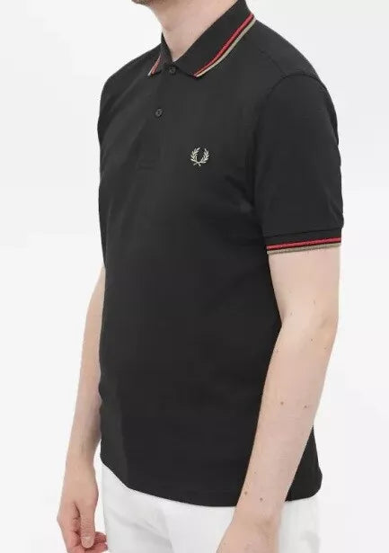 Fred Perry Slim Fit Twin Tipped Polo Black