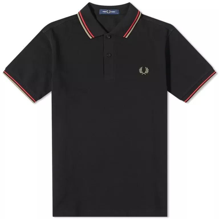 Fred Perry Slim Fit Twin Tipped Polo Black